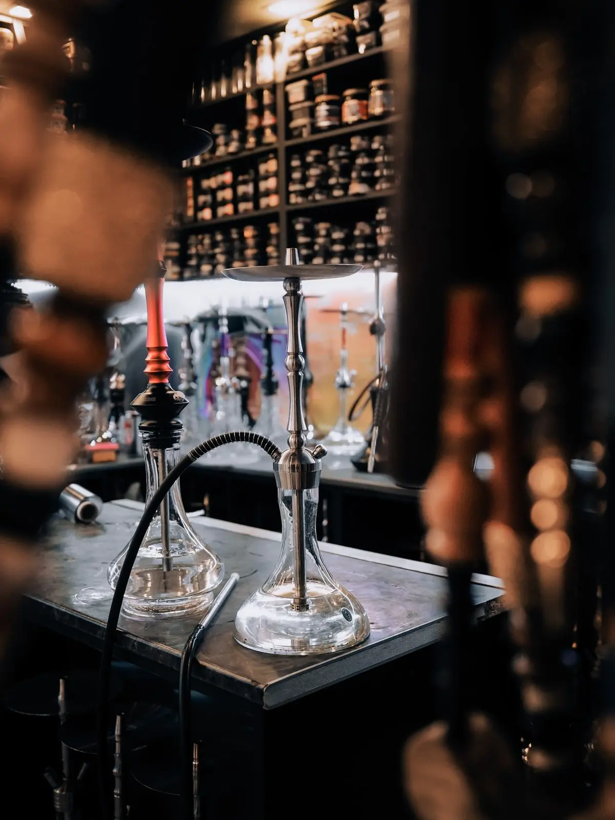 Shisha pipes in a shop